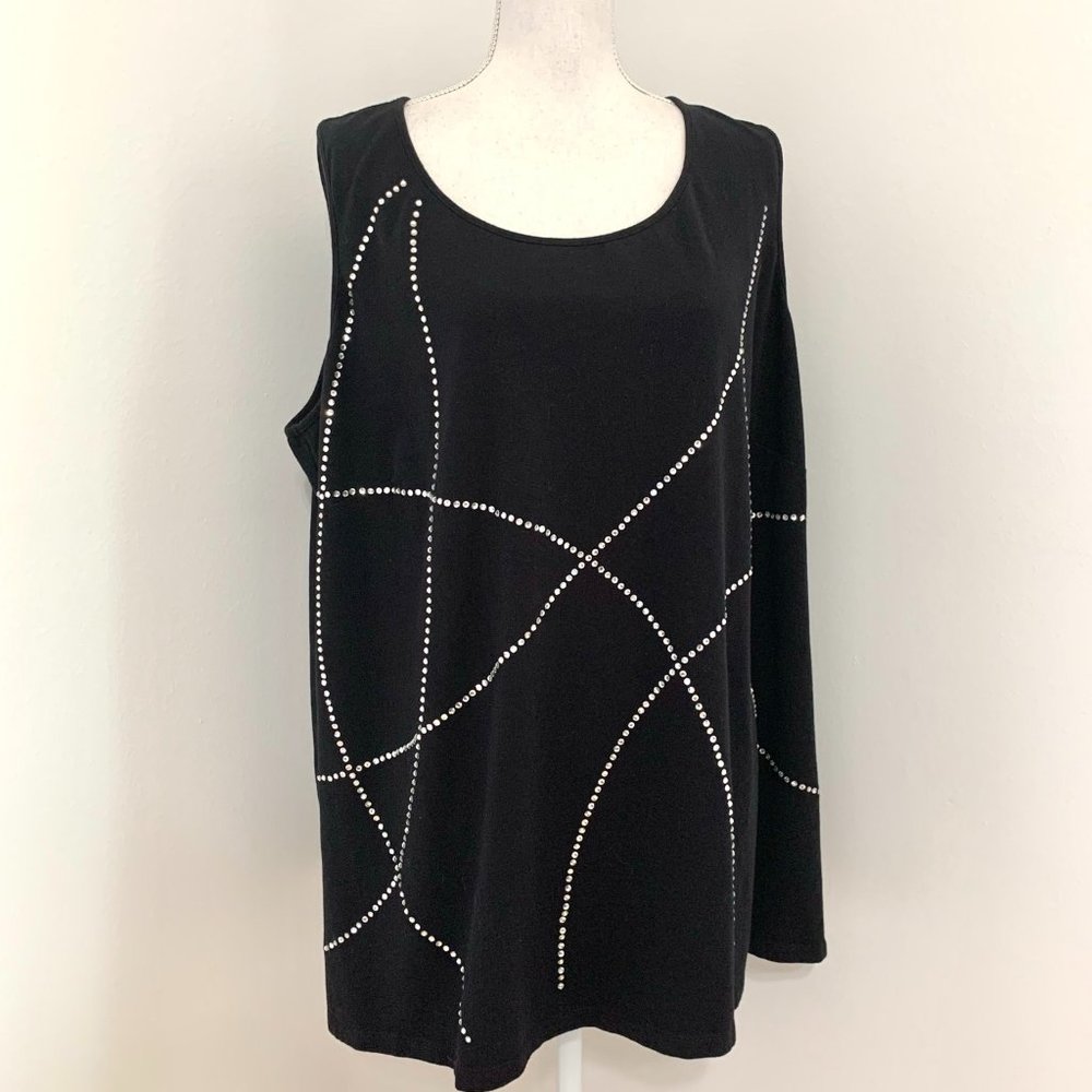 LOVELY  BLACK SHELL w/RHINESTONE EMBELLISHMENT  3X